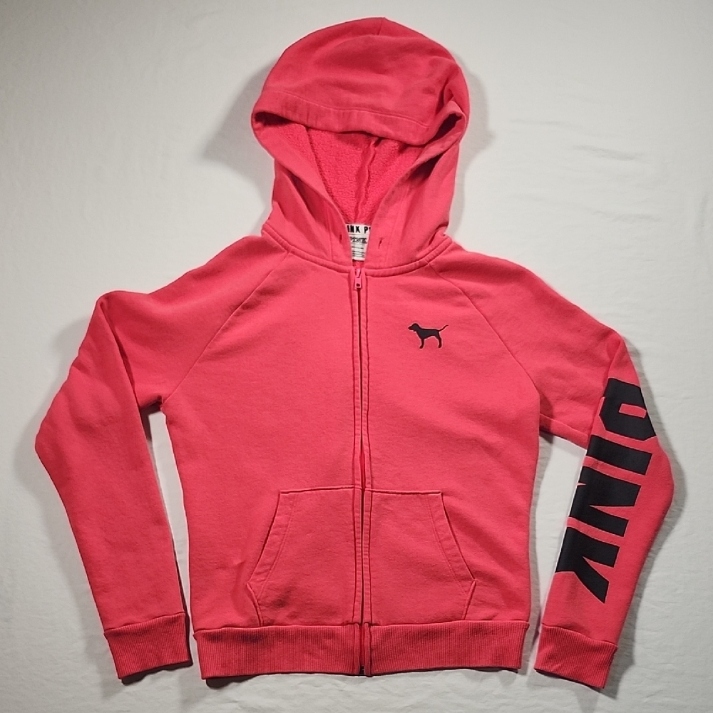 PINK Victoria's Secret Pink Zip-Up Hoodie Sweatshirt - Picture 1 of 10